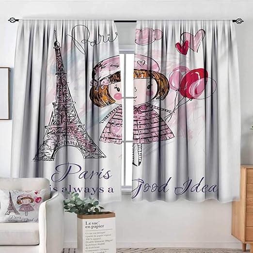 Amazon Com Mozenou Paris Room Darkening Curtains Little Girl