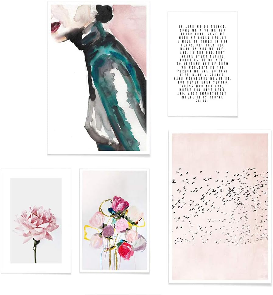 JUNIQE® PosterSet Rosé & Rosa Poster & Prints für stilvolle Wände 3X 20x30 & 2X 30x45