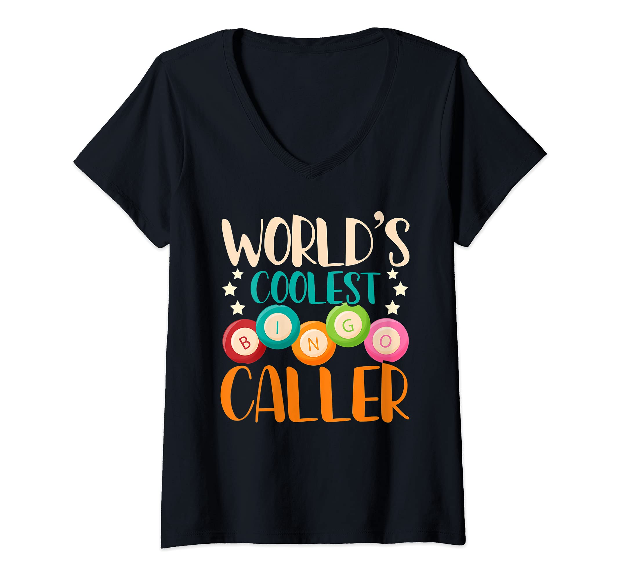 Womens Funny Bingo Caller Gift Lottery Bingo Player Gambling Bingo V-Neck T-Shirt