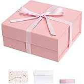 Pink Gift Boxes with Lids Pack of 1, 6x6x3 Inch Small Gift Box with Ribbon | Magnetic Closure, Collapsible Gift Packaging Contains Ribbon&amp;Card, Bridesmaid Proposal Box for Birthday, Christmas, Wedding