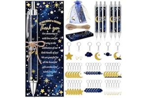 145 Pieces Twinkle Little Star Baby Shower Favors for Guest Moon and Star Ballpoint Pens and Keychains Gifts Bulk Retractable