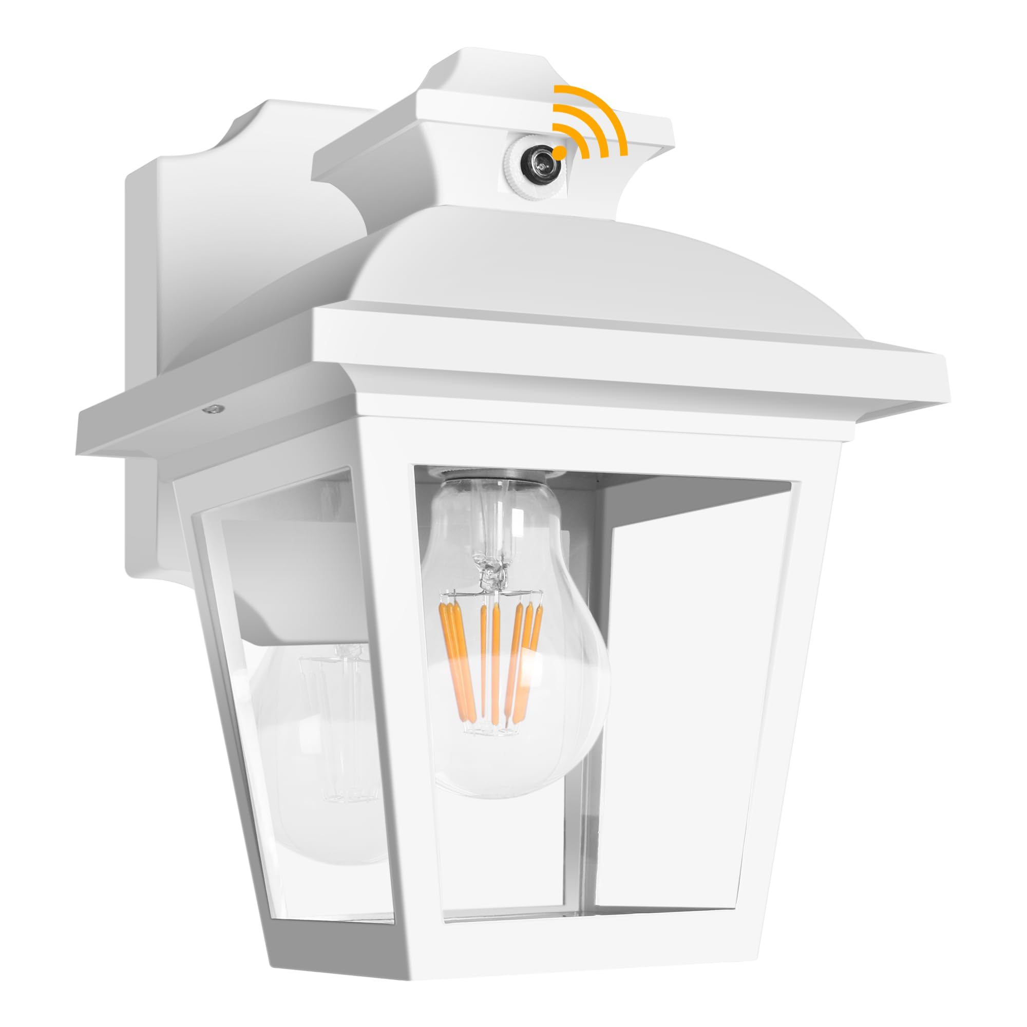 Photo 1 of FUDESY Dusk to Dawn Outdoor Wall Lantern, Exterior Sensor Porch Light Wall Mount with LED Bulb, Waterproof Anti-Rust Wall Sconce Lighting , White Outside Light Fixtures for Hose, Front Door, Garage