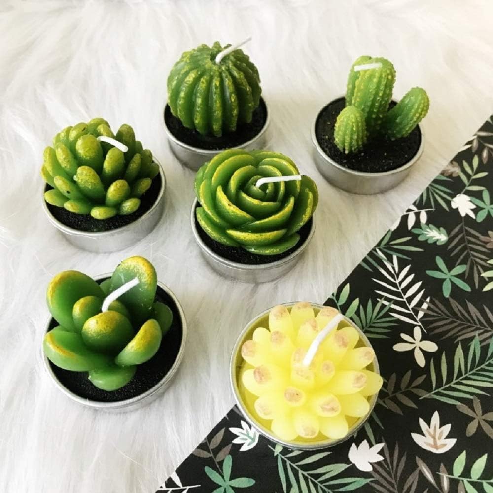 LASENTEUR Cactus Tealight Candles Handmade Delicate Succulent Cactus Candles for Party Wedding, Home Decoration Gifts - Image 5