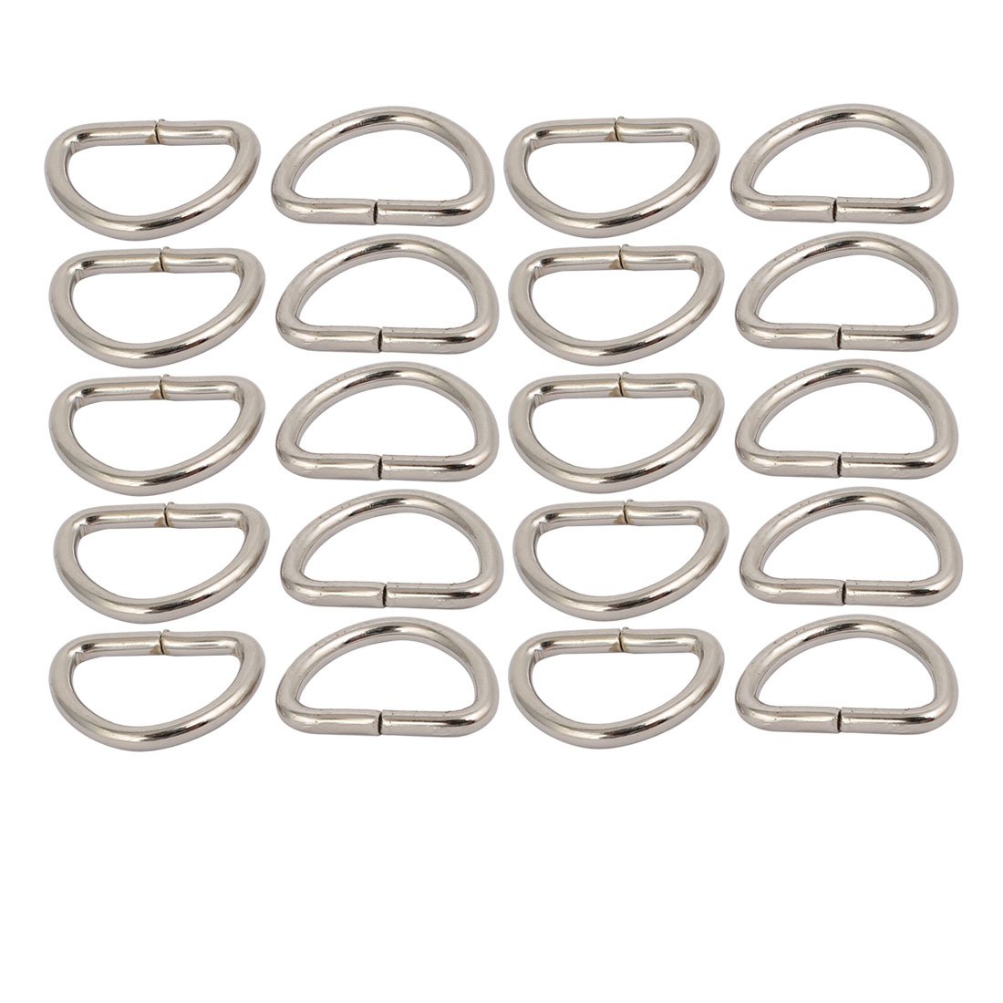 Sourcingmap 10mm Inner Width Metal Half Round Shaped Non Welded D Ring Silver Tone 20pcs