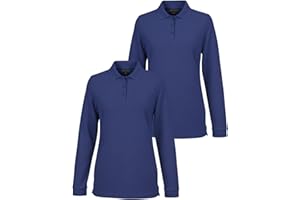 INGEAR Girls Long Sleeve Polo Shirt 2-Pack - School Uniform, Golf, Casual Wear, Moisture-Wicking, Sizes 4-16