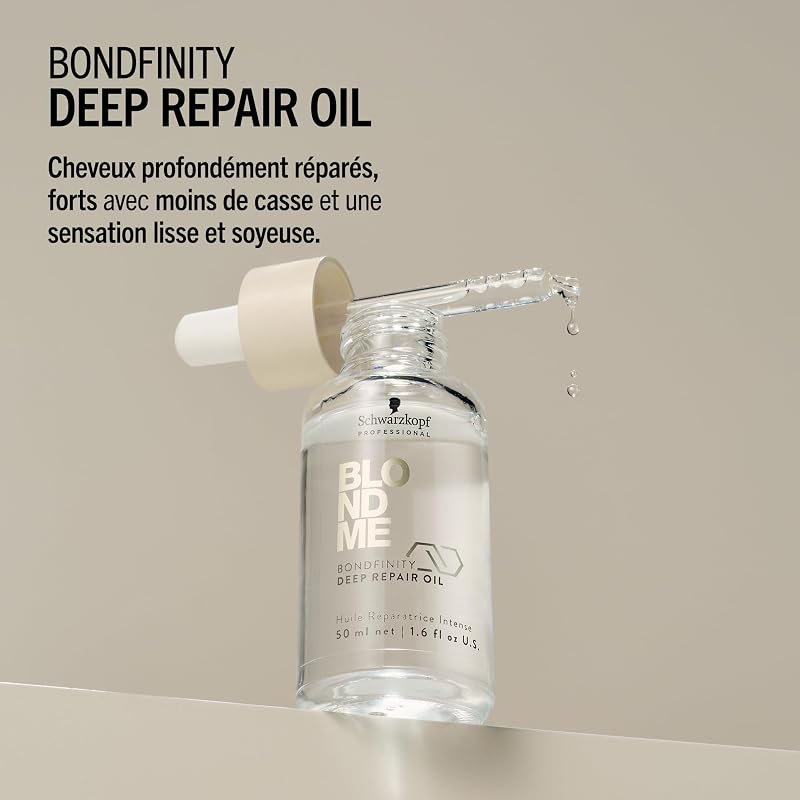 Schwarzkopf Professional BLONDME Bondfinity Deep Repair Oil Huile Légère Pour Cheveux Réparateur Sans Rinçage Protection Thermique Contrôle Des Frisottis Lissant Et Renforçant 50 ml