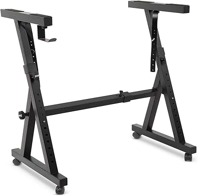 Pyle Universal Z-Style Keyboard Stand Heavy-Duty Adjustable Wheels