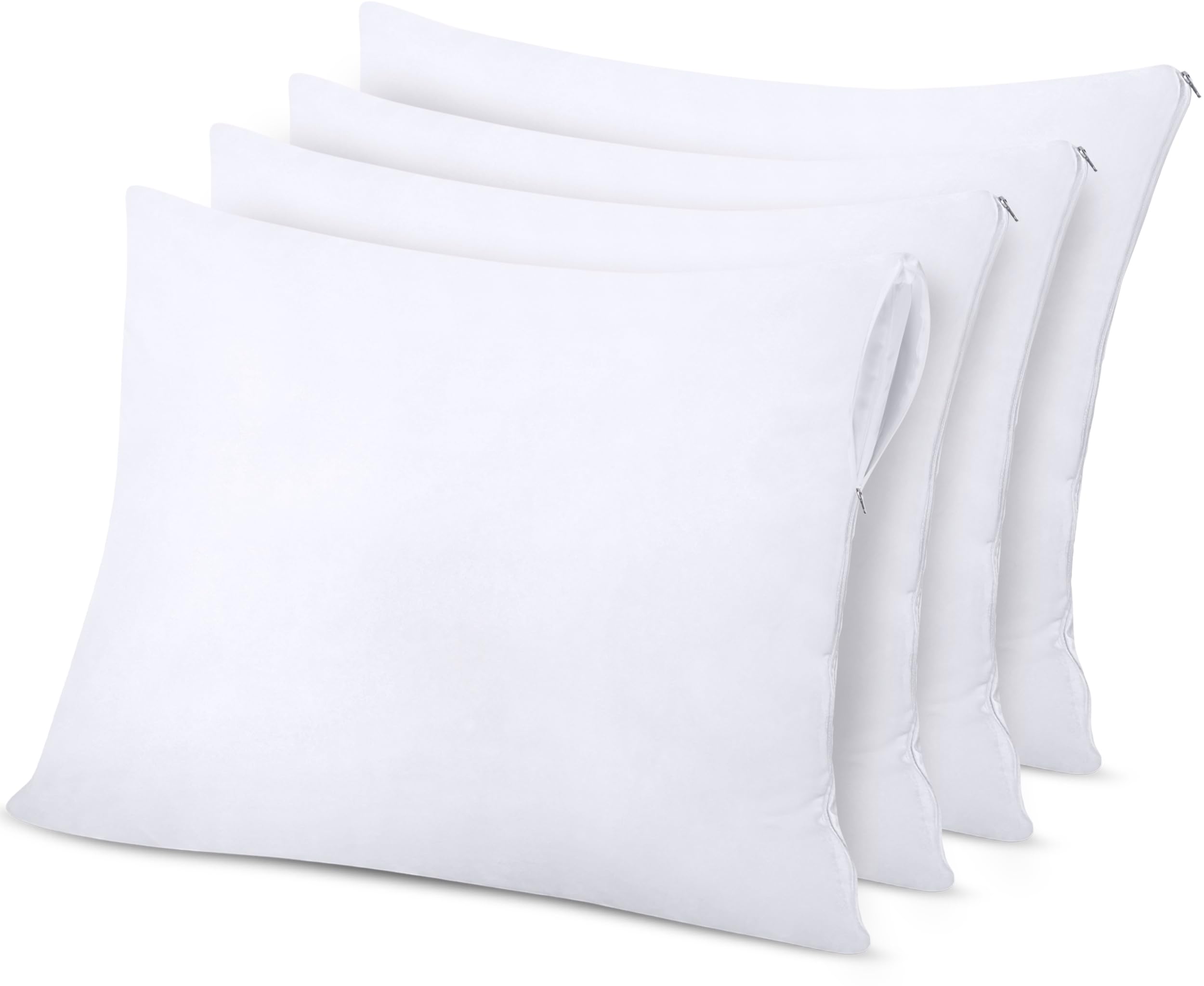 Utopia Bedding Waterproof Zippered Pillow Protectors (80 x 80 cm) - Pack of 4 - Anti Bed Bug and Dust Mite Proof Pillow Encasement