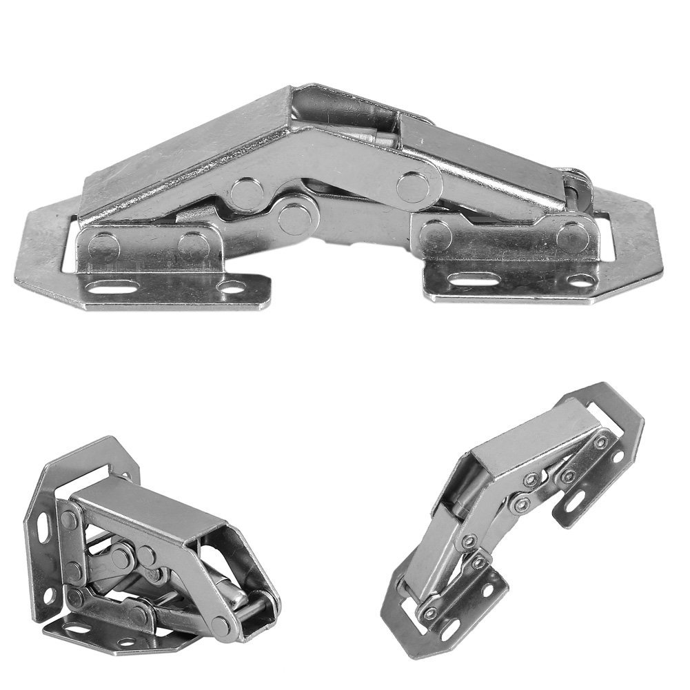 10PCS Cabinet Hinges, 90 Degree 3 Inch Stainless Steel Soft Closing Door Hinge No-Drilling Hole Cabinet Hinge Bridge Shaped Spring Full Overlay Cupboard Hinges with Screws
