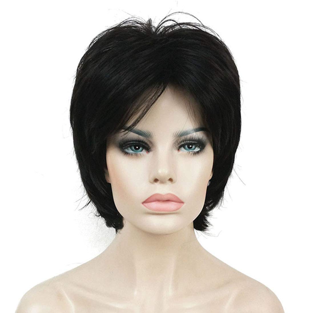 Lydell Short Layered Shaggy Full Synthetic Wig Wigs Natural black