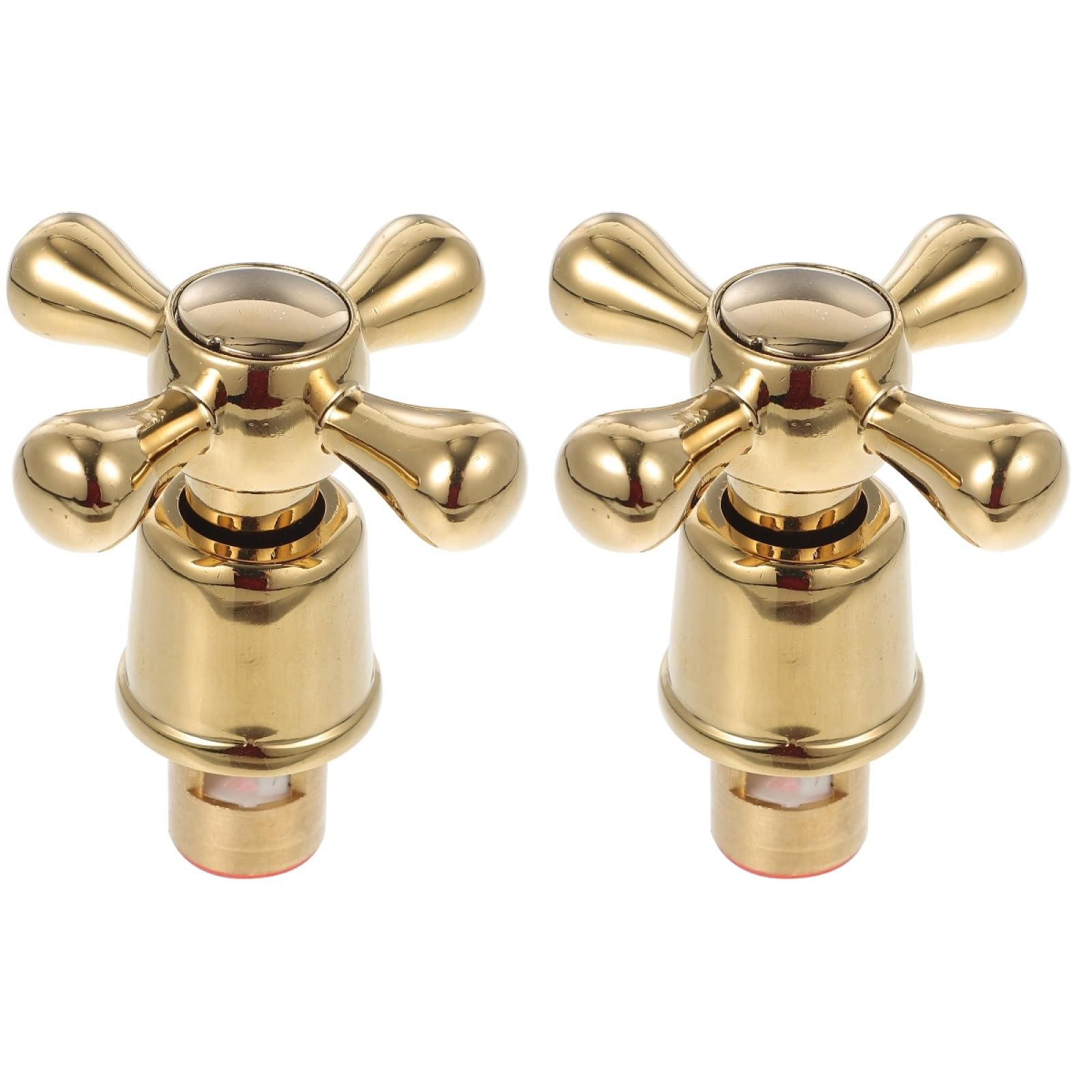 Photo 1 of Uonlytech Gold Knobs 2pcs Faucet Knob Shower Faucet Handle Cross Faucet Tap Kitchen Faucet Handle Tap Head Replacement Goldendoodle Accessories Hot Cold Faucet Handles Brass Hot and Knobs