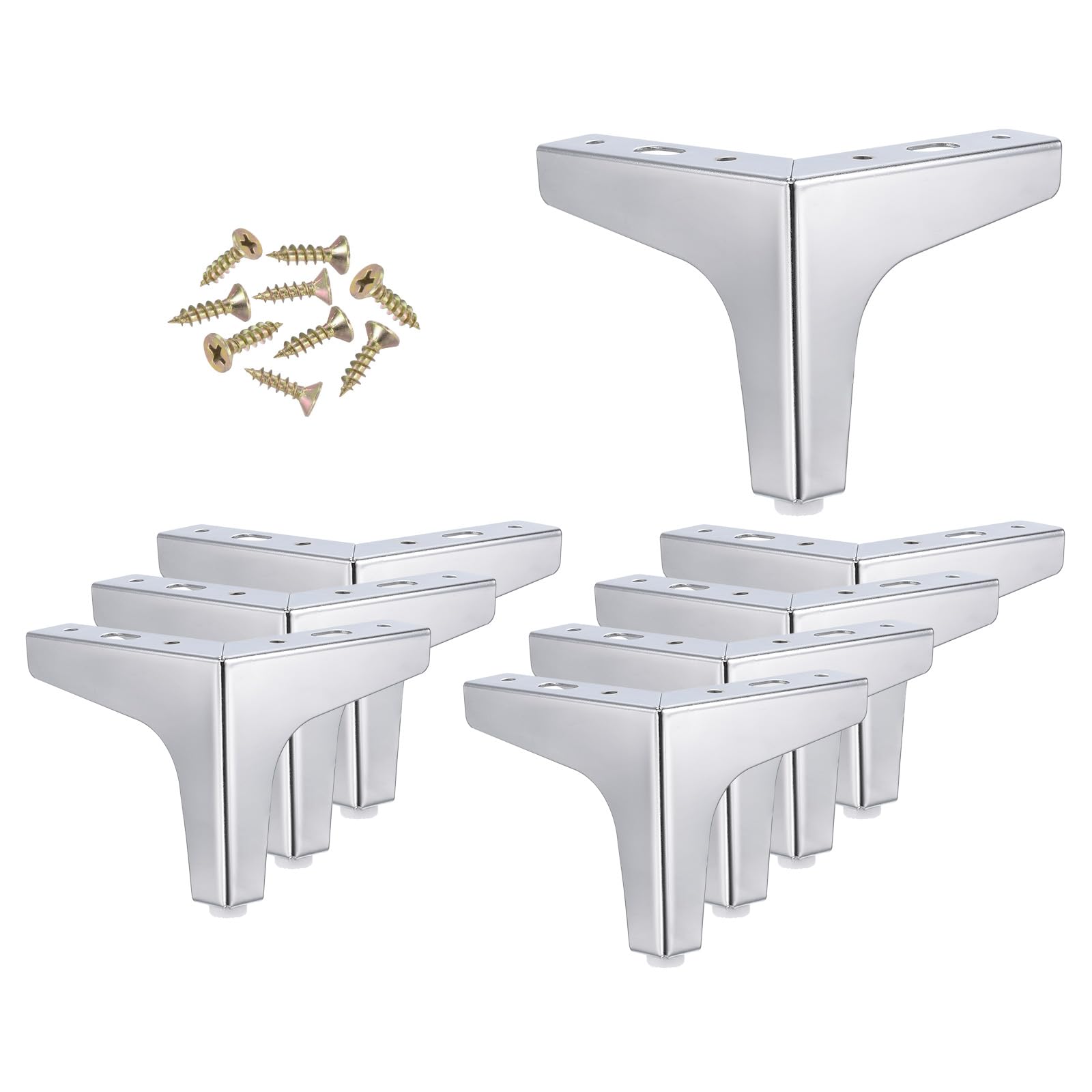 YOKIVE 8 Pack Metal Furniture Legs, Triangle Furniture Feet DIY Replacement Legs Modern | Great for Cabinets, Cupboards, Tables, Couches, Sofas Silver(4")