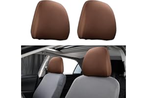 gunhunt Pack-2 Car Headrest Covers, Soft Dust-Proof Protector Covers, Seat Headrest Cover Replacement, Breathable Automobile Decoration Kit, Universal for Most Cars, Trucks, SUVs (Brown)