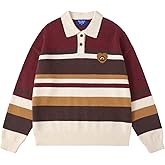 Aelfric Eden Sweaters Vintage Stripe Polo Sweater Soft Warm Knitted Polos Pullover Casual Long Sleeve Trendy Outfits