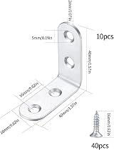 Xiaomoyu 10 Pcs L Shape Brackets Stainless Steel Corner Braces 40mm 90 Degree view 2