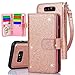 TabPow Galaxy Note 8 Case, 10 Card Slot - ID Slot,Button Wallet Folio PU Leather Case Cover with Detachable Magnetic Hard Case for Samsung Galaxy Note 8 (2017 Release) - Glitter Rose Gold