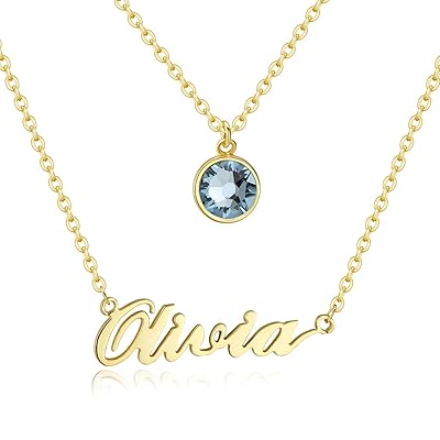 Buy Resvivi Layered Choker Name Necklace Personalized With Heart And Birthstone Custom Double Nameplate Pendant For Women And Girls Online In Poland B07kg47w6r
