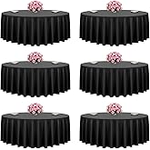 VEVOR Black Round Tablecloths 6 Pack, 120 Inches in Diameter, Stain- & Wrinkle- Resistant, Machine Washable Table Clothes, Polyester Fabric Table Covers for Wedding, Party, Banquet, Formal Events