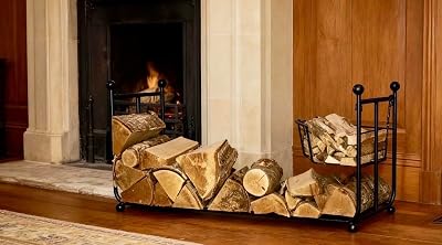 GAP GARDEN PRODUCTS Wrought Iron Firewood Log Basket with Kindling Holder