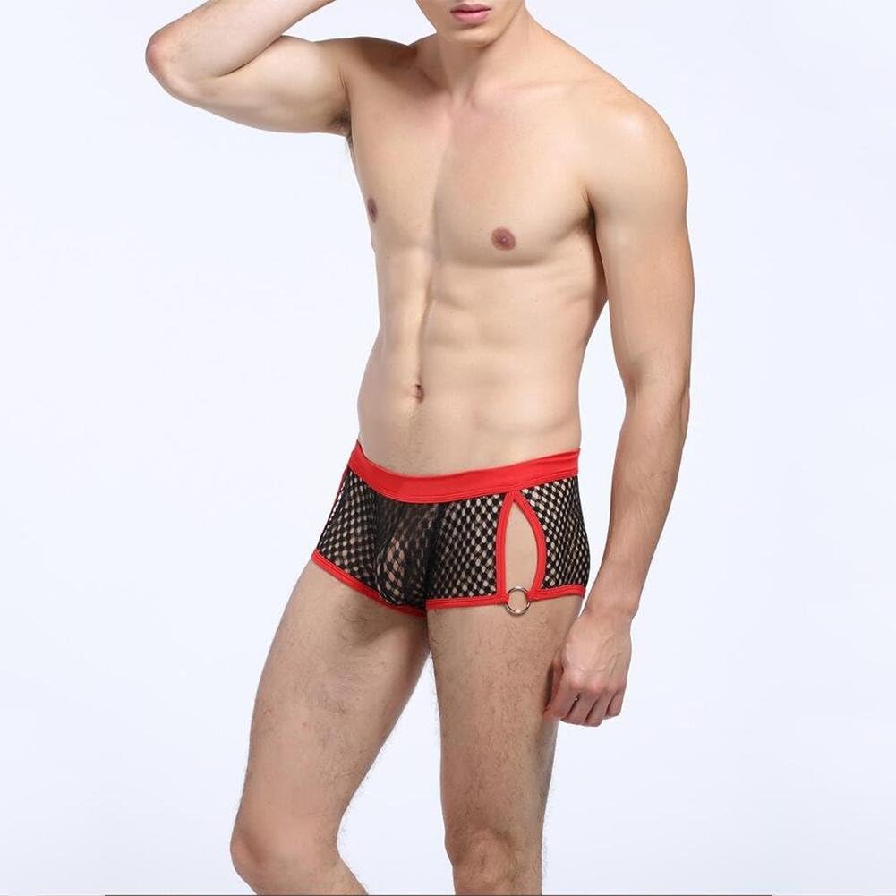 Fxwj Men Thongs Fishnet Jockstrap Side Split ends Boxer Breathable Underwear