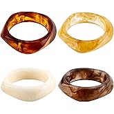 SyhirNmly 4Pcs Resin Chunky Bangles Acrylic Bracelets for Women Vintage Geometric Irregular Punk Bracelets Wide Dome Shape Bangle Fashion Thick Acetate Holiday Jewelry for Everyday Wear