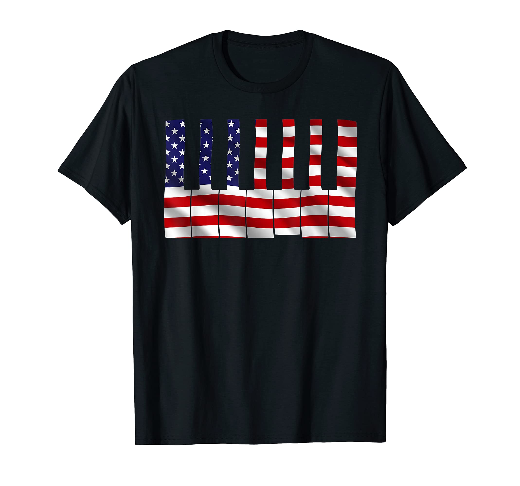 US Flag Piano Keyboard Pianist Classical Musician Piano T-Shirt