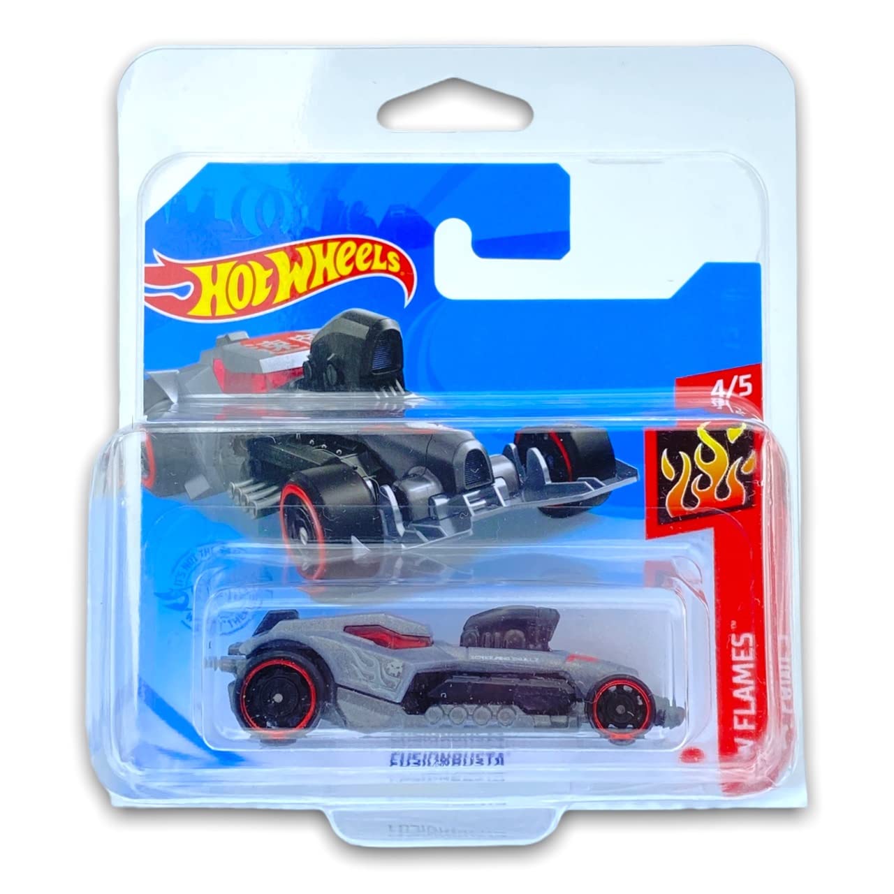 Hot Wheels Fusionbusta (Grey) 4/5 HW Flames 2021-230/250 (Short Card) *** COMES IN A KLAS CAR KEEPER PROTECTIVE COLLECTORS CASE *** GRX56