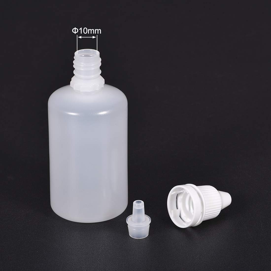 sourcing map Plastic Dropper Bottles, 50ml/1.7 oz Empty Squeezable Liquid Dropper Bottle with Cap, White, Pack of 20 - Image 4
