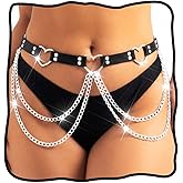 Nicute Punk Waist Chain Belt Goth Leather Waist Chain Rave Body Accessories for Women