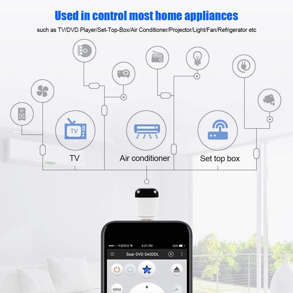 ASHATA Android Smartphone Universal Mobile Phone IR Control Remote Controller,for TV/DVD Player/Set-Top-Box/Air Conditioner/Projector/Light/Fan/Refrigerator (Type-C) - Image 5