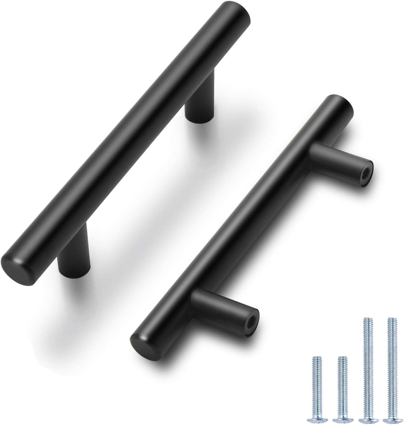Probrico 25 Pack Flat Black Modern Kitchen Handles 3 Inch Hole