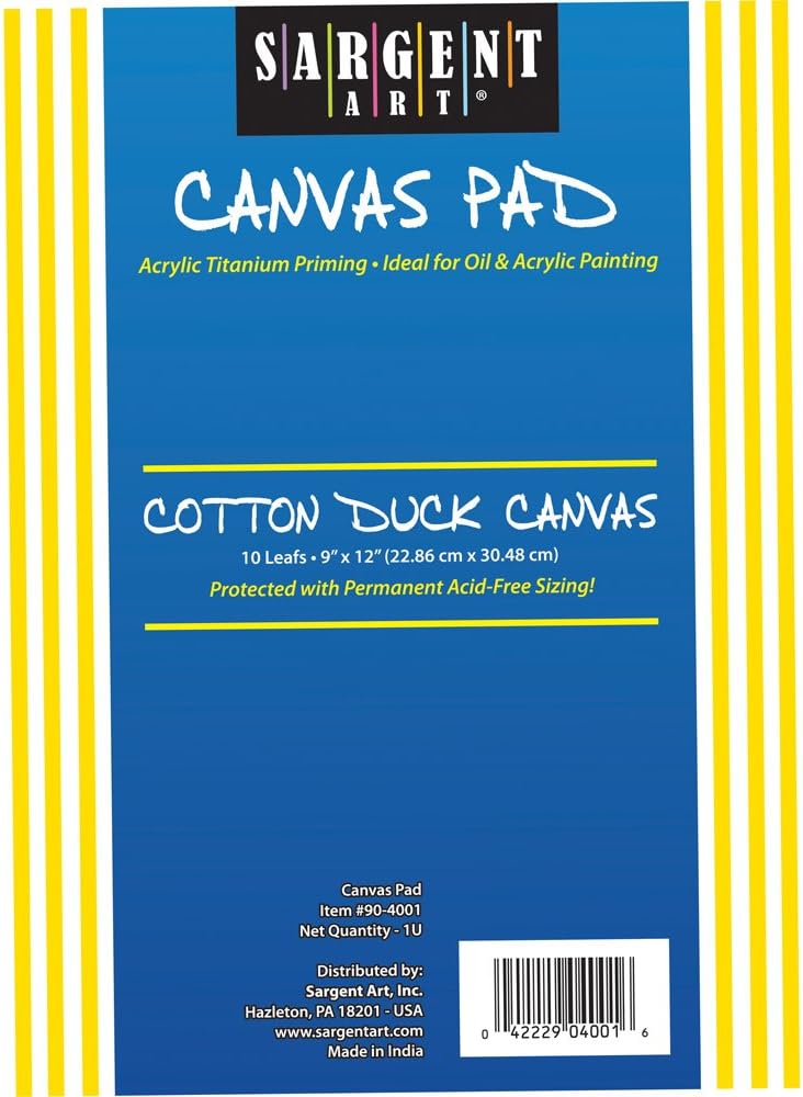 Sargent Art 90-4001 9x12-Inch Canvas Pad, 100% Cotton