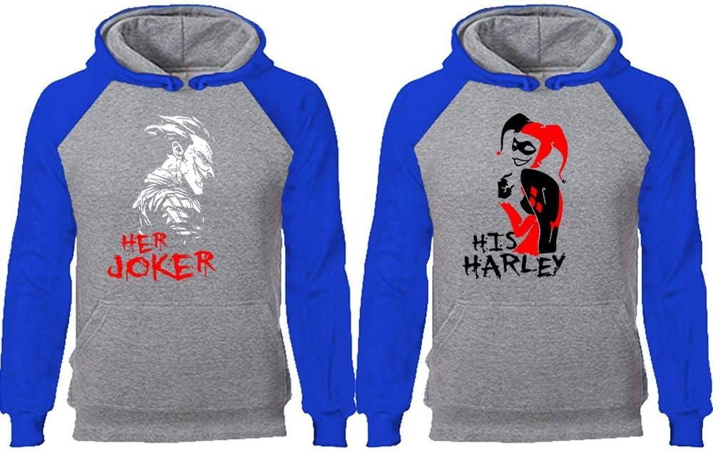 LIFESTYLE39 Her Joker His Harley Couples Hoodies, Matching Couple Hoodies, Raglan Hoodies