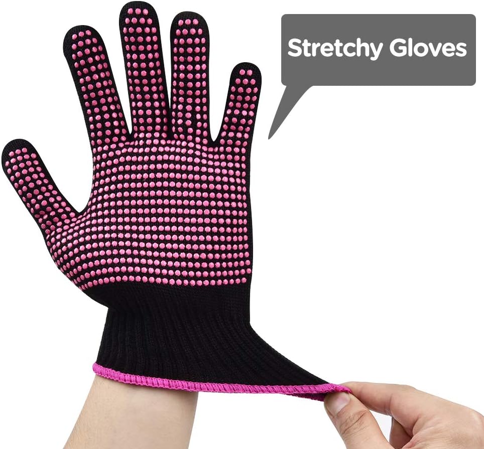 Sopito Heat Resistant Gloves for Hair Styling 2 pcs Professional Heatproof Glove Mitts with Silicone Nodules for Hair Tools Curling Iron Wand - Image 4