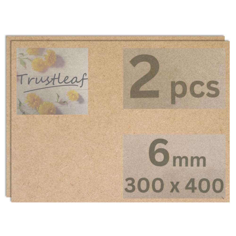 Trustleaf 6MM Sheets of MEDITE Premier MDF 300mm x 400mm, (Approx A3, 12” x 16”). Pack of 2