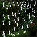 Icicle Solar String Lights,15.7ft 8 Light Modes 20 LED Water Drop Fairy String Lighting for Indoor/Outdoor Patio, Lawn, Garden, Party Decorations (White)