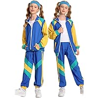 Tenue Halloween Homme Survêtement Rétro Années 80 YQVGFBY - Costume 8 Pièces Homme - Halloween Carnaval Survêtement Années 80