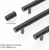 LONTAN 10 Pack Black Kitchen Cupboard Handles 128mm Hole Center 170mm view 2