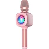 bopmen Star10 Wireless Bluetooth 5.2 Karaoke Microphone for Singing, 4-in-1 Karaoke Machine Portable Handheld Mic Speaker with Disco Light for Car Travel Home Party, Gifts for Adults and Kids