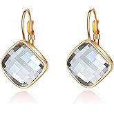 VONSSY Crystal Drop Dangle Earrings Leverback Hoop Hanging Zircon Jewelry Gift for Women Mother Wife
