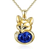 GAGANIU Christmas Gifts 18k Gold Plated Cat/Fox/Dragon Pendant Necklace 925 Sterling Silver 18+2 inchs Chain Animal Jewelry Birthday Gifts for Women