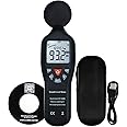 Decibel Meter Sound Level Meter Data Logger with CD Software Audio Decibel Noise Measure Tester 30 – 130 dB Audio Noise Measuring Range with Backlit LCD Display, Data Record Function