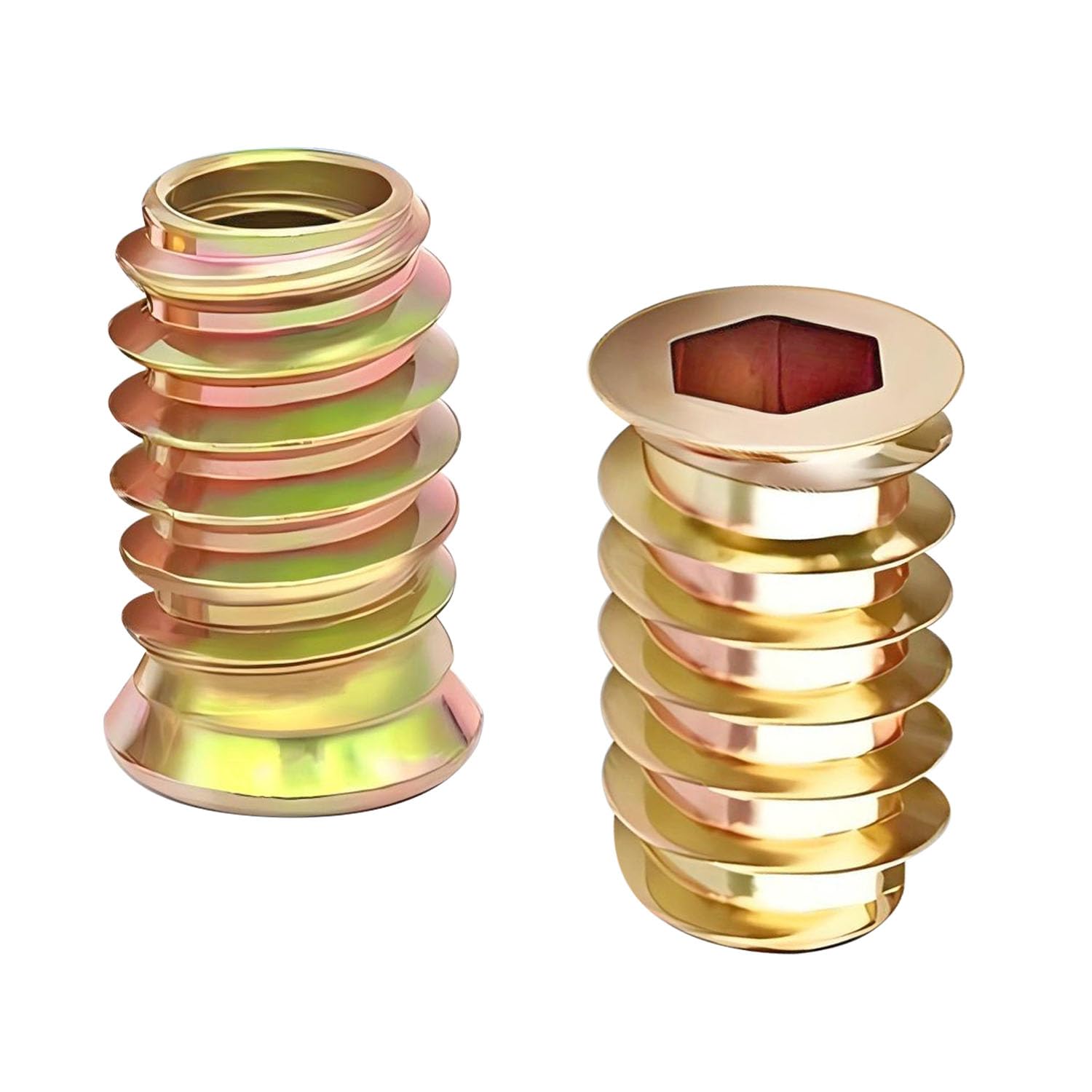 Qrity 20PCS Threaded Inserts Nuts, Hex Drive Head Nuts, Threaded Inserts for Wood, Hex Socket Drive, Zinc Plated Carbon Steel, M8x22mm Insert Nut