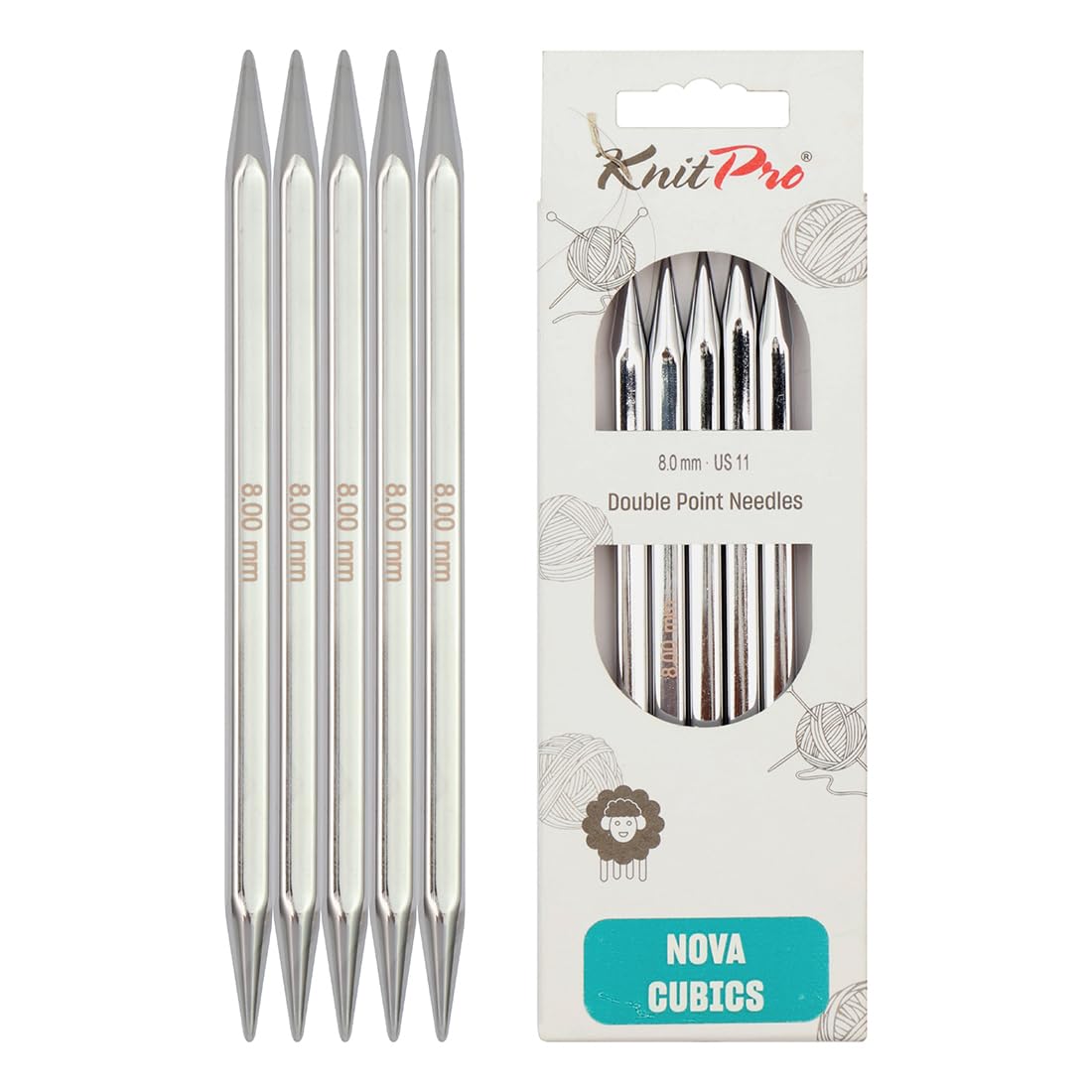 KnitPro Nova Cubics Double Pointed Needles 8" (20cm) | 8.00mm