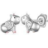 Capybara Gifts Capybara Earrings 925 Sterling Silver Lovely Capybara Stuff Birthday Gifts Jewelry Birthstone Earrings for Women