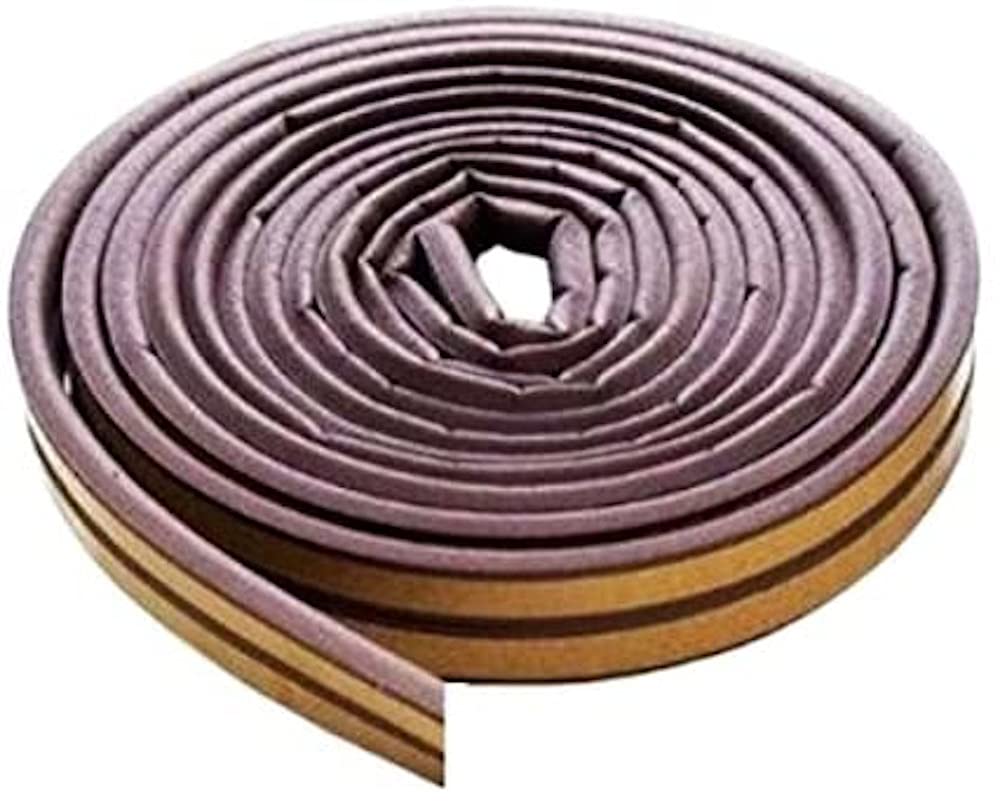 Merriway BH03411 (2 Pcs) StormSeal Door & Window V-Profile Draught Excluder, Self Adhesive EPDM Rubber Weatherstrip, 5 Metres (16.1/4 foot) - Brown (Pack of 2 x 2.5 Metre)