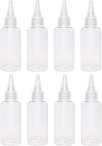 Penta Angel 2oz Plastic Squeeze Bottles 8Pcs Small Clear Empty Squirt Bottle with Leak-Proof Top Caps for Paint Art Lotion Glue Liquids Travel and Crafts