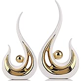 XMGZQ 2pcs White and Gold Modern Abstract Art Statue Table Decoration,Elegantes Ceramic Statue for Home Décor Accent,Mantel,Bookshelf,Centerpiece Table Decorations for Dining Room,adornos para sala