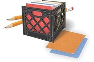 Genuine Fred for The Record, Milk Crate Notecard Holder, Includes 64 Vinyl-Inspired Note Cards