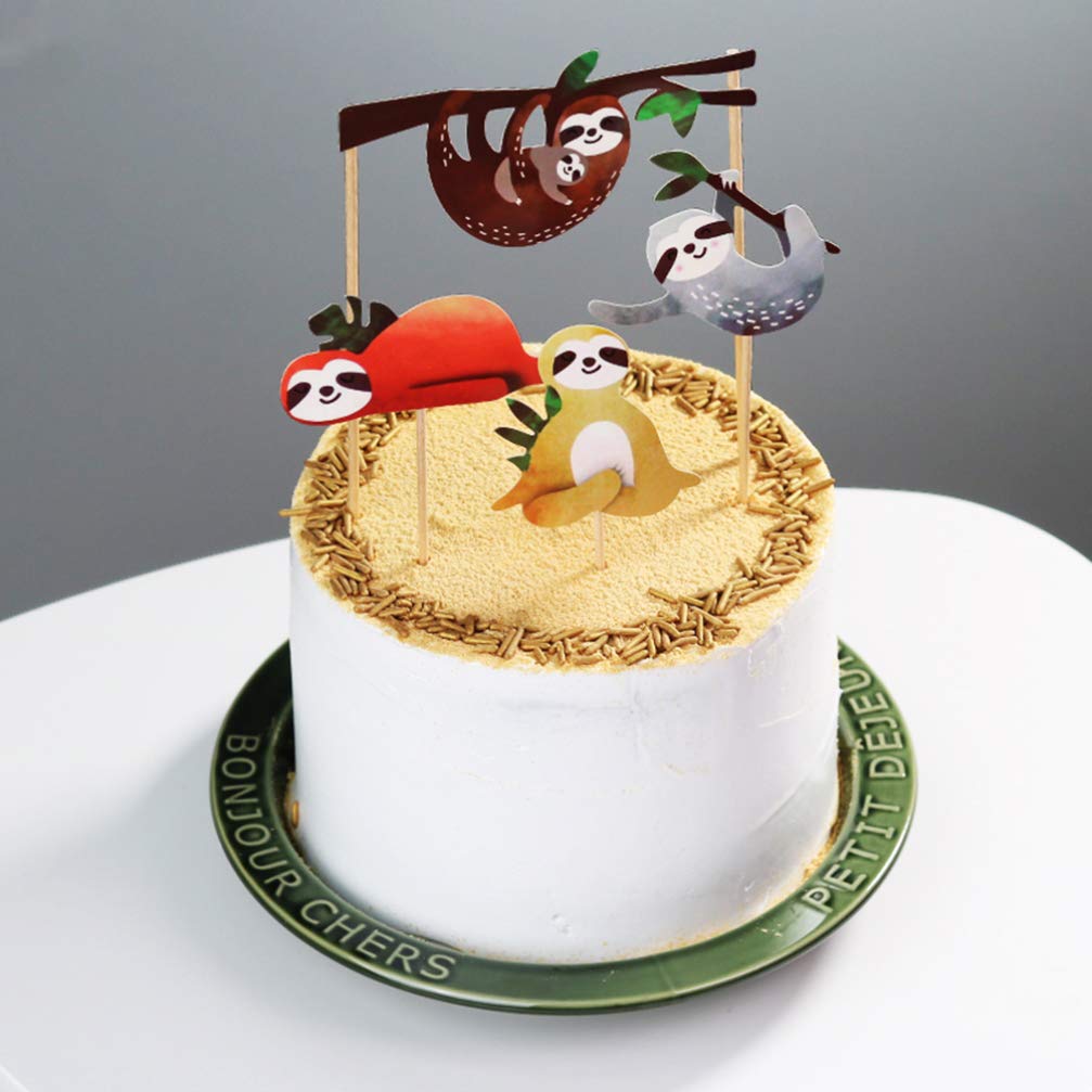 TOYANDONA 24 StüCk Faultier Deko Kuchen Topper Set - Niedliche Tortendekoration FüR Geburtstagsfeiern, Kinderpartys Und Festivals 2